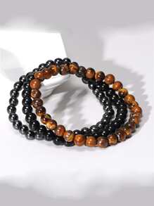 3 cái/bộ Vòng Tay Đính Hạt Đá Phong Cách Boho Tối Giản Cho Nam Trang Trí Hàng Ngày - Nhiều màu - Xem 2