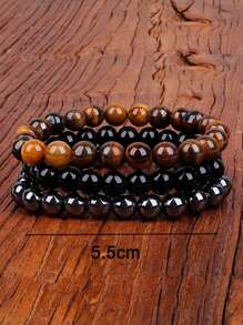 3 cái/bộ Vòng Tay Đính Hạt Đá Phong Cách Boho Tối Giản Cho Nam Trang Trí Hàng Ngày - Nhiều màu - Xem 3