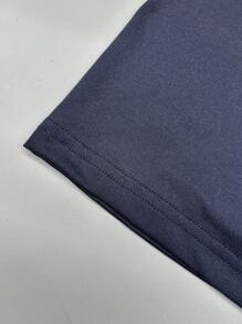 Manfinity Homme Hombres Camiseta con estampado de panda y slogan - Azul Marino - Ver 3