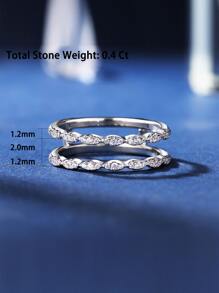 AIHUASI 1 chiếc nhẫn cưới bằng bạc Sterling 925 xoắn dành cho nữ, có thể điều chỉnh, nhẫn bảo vệ tuyệt đẹp, nhẫn đính hôn có thể xếp chồng, đá Cubic Zirconia cấp AAAAA, trang sức cao cấp, quà tặng ngày lễ tình nhân - Bạc - Xem 6