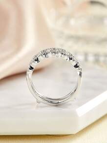 AIHUASI 1 chiếc nhẫn cưới bằng bạc Sterling 925 xoắn dành cho nữ, có thể điều chỉnh, nhẫn bảo vệ tuyệt đẹp, nhẫn đính hôn có thể xếp chồng, đá Cubic Zirconia cấp AAAAA, trang sức cao cấp, quà tặng ngày lễ tình nhân - Bạc - Xem 8
