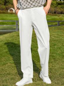 Manfinity Hypemode Men Solid Straight Leg Trousers - White - View 3