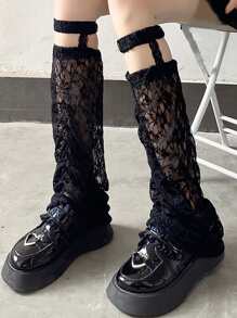 Ủ Chân Ren Hoa - màu đen - Xem 5