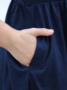 Đầm Gái màu trơn Giải trí - Màu xanh hải quân - Xem 6