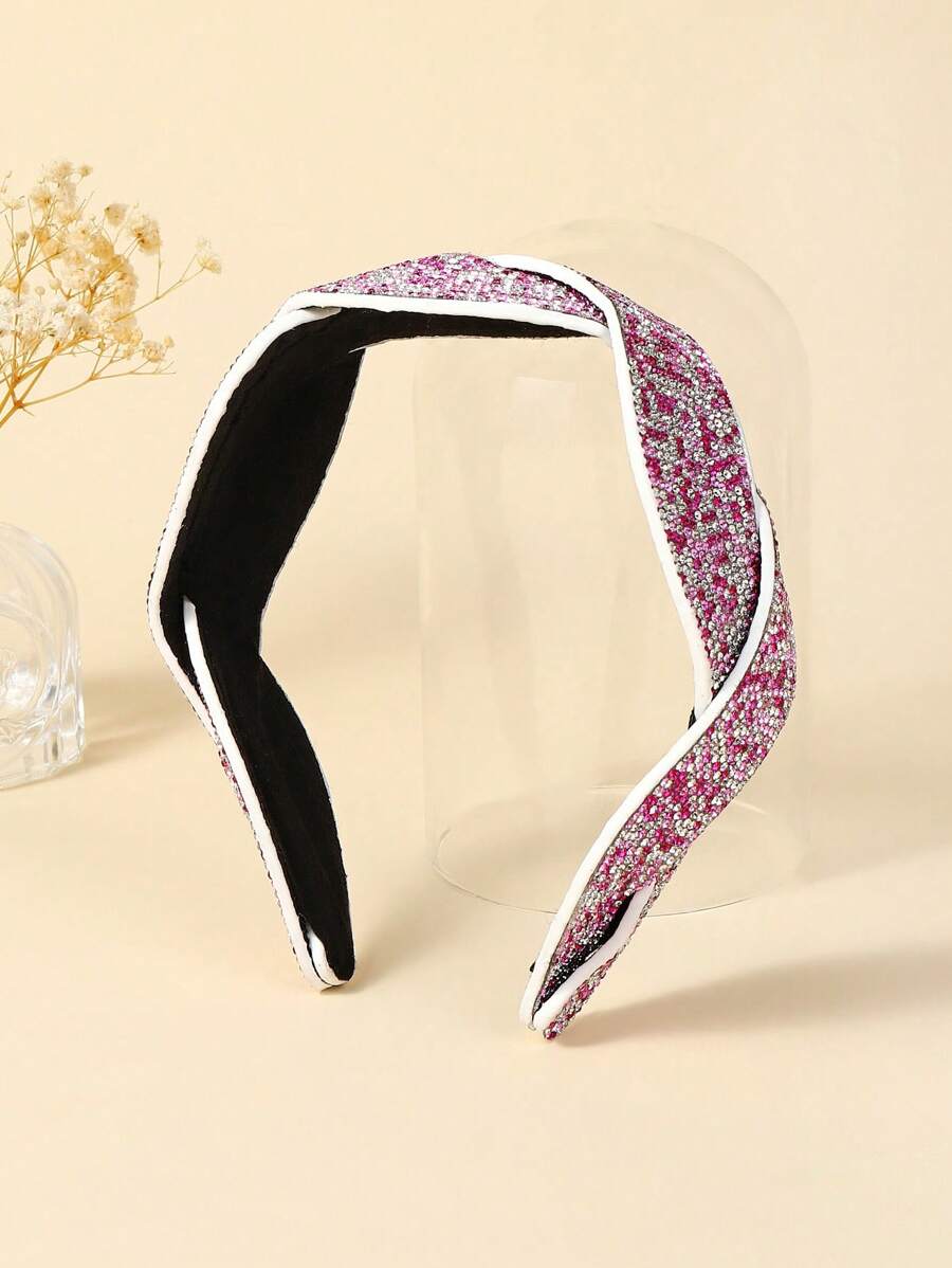 1入組女士水鑽裝飾扭結細節魅力四射髮箍適用於頭髮裝飾用品 - 彩色 - 查看 1