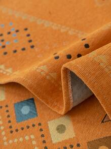 1pc Geometric Pattern Sofa Towel, Orange Sofa Armrest Cover, Sofa Backrest Cover, For Living Room - Orange - View 4