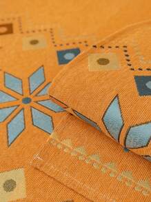 1pc Geometric Pattern Sofa Towel, Orange Sofa Armrest Cover, Sofa Backrest Cover, For Living Room - Orange - View 6