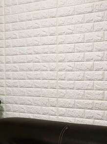 4pcs/set 3D Brick Pattern Wall Paper, Self Adhesive 3D Wall Panel For Home Decor - White - View 2