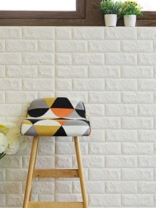 4pcs/set 3D Brick Pattern Wall Paper, Self Adhesive 3D Wall Panel For Home Decor - White - View 6