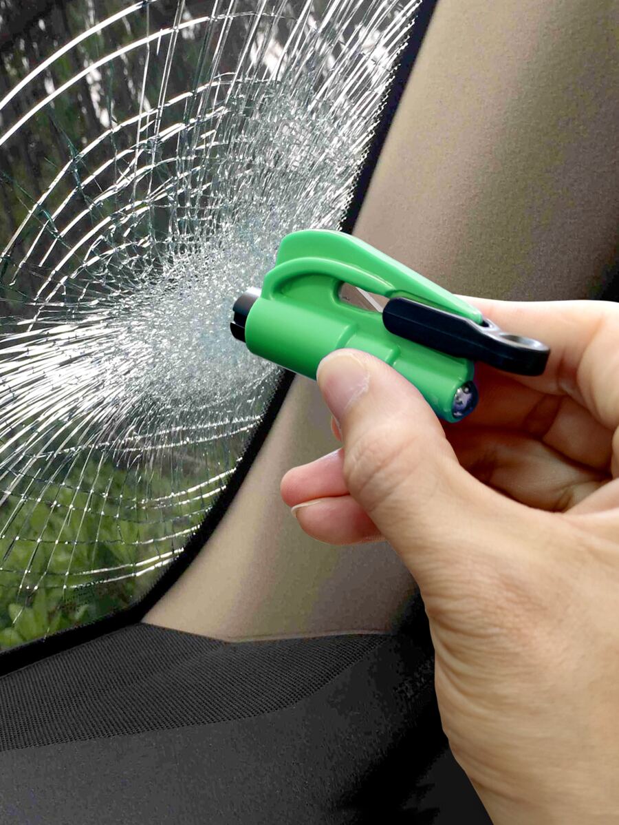 1 cái búa phá cửa sổ khẩn cấp cho ô tô - màu xanh lá - Xem 1