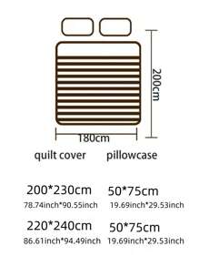 3入組/套素色被套（1入組被套和2入組枕套）簡約家居複合面料床上用品套裝 - 白色 - 查看 4