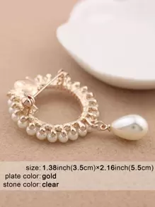 Rhinestone & Faux Pearl Decor Brooch