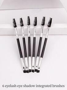6支装大号眼影睫毛膏刷，塑料手柄双头睫毛膏刷，螺旋眉梳，超细眼线刷化妆工具，化妆刷套装，化妆刷套装，化妆刷套装，全套化妆工具，化妆刷套装，全套化妆工具，刷子套装，化妆刷套装，化妆礼品套装，套装，赠品，专业化妆刷，全套化妆工具 - 黑色 - 查看 5