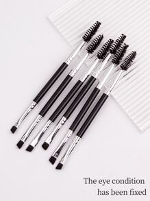 6支装大号眼影睫毛膏刷，塑料手柄双头睫毛膏刷，螺旋眉梳，超细眼线刷化妆工具，化妆刷套装，化妆刷套装，化妆刷套装，全套化妆工具，化妆刷套装，全套化妆工具，刷子套装，化妆刷套装，化妆礼品套装，套装，赠品，专业化妆刷，全套化妆工具 - 黑色 - 查看 7