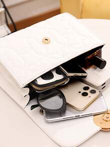 小翻蓋方包絎縫圖案金屬裝飾 - 白色 - 查看 7