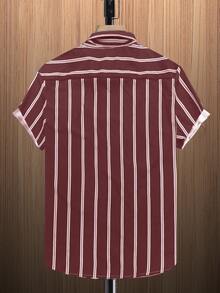 Manfinity Homme Men Plus Striped Print Shirt - Burgundy - View 2