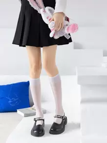 Solid Stretchy Over The Calf Socks, Cozy - White - View 4