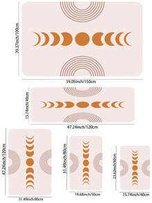Alfombra de piso abstracto con patrón de luna moderno anti deslizante para casa - Caqui - Ver 3
