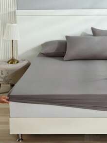 1入組素色床笠臥室極簡主義織物床笠 - 灰色 - 查看 2