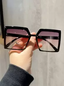 1副女士方框休閒太陽鏡旅行用 - 黑色 - 查看 1