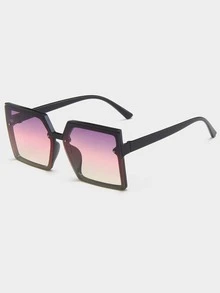 1副女士方框休閒太陽鏡旅行用 - 黑色 - 查看 2