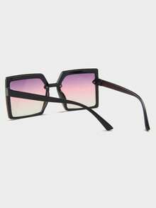 1副女士方框休閒太陽鏡旅行用 - 黑色 - 查看 3