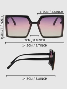 1副女士方框休閒太陽鏡旅行用 - 黑色 - 查看 6