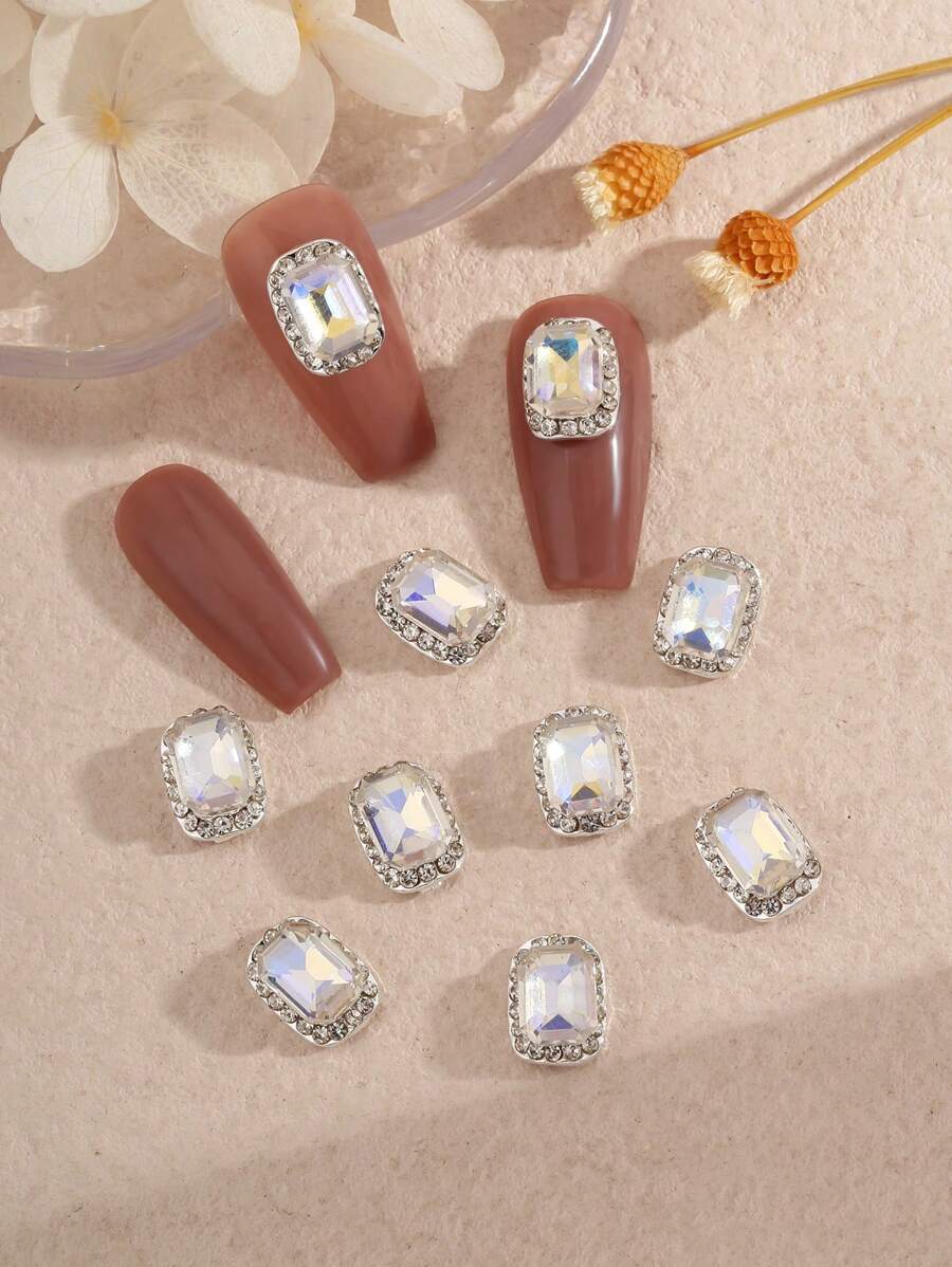 10入組水鑽美甲飾品 - 銀色 - 查看 1