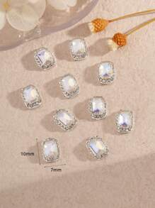 10入組水鑽美甲飾品 - 銀色 - 查看 3