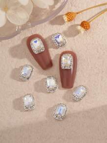 10入組水鑽美甲飾品 - 銀色 - 查看 4