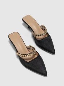 Giày cao gót hở mũi đính hạt thời trang thu/đông cho nữ, giày cao gót satin ngoài trời quyến rũ, thanh lịch, dự tiệc - màu đen - Xem 4