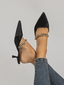 Giày cao gót hở mũi đính hạt thời trang thu/đông cho nữ, giày cao gót satin ngoài trời quyến rũ, thanh lịch, dự tiệc - màu đen - Xem 5