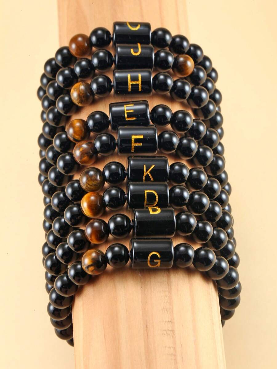 Vòng tay đính cườm chi tiết 1 cái - màu đen - Xem 1