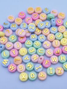 100pcs/set Fashion Letter Detail Round DIY Acrylic Beads For Women For DIY Jewelry Making - Multicolor - View 2