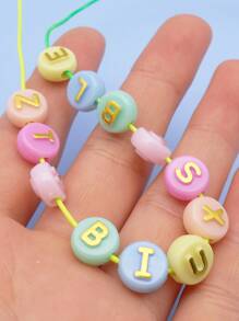 100pcs/set Fashion Letter Detail Round DIY Acrylic Beads For Women For DIY Jewelry Making - Multicolor - View 5