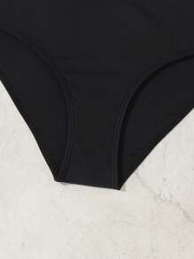 少女撞色绑带比基尼套装 夏日海滩 - 黑色 - 查看 4