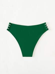 夏季镂空侧比基尼泳裤 - 墨綠色 - 查看 5