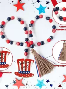 1 cái Charm Tua đính cườm, Mặt dây chuyền bằng gỗ Ngày Độc lập - Nhiều màu - Xem 1