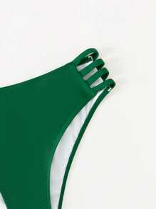 夏季镂空侧比基尼泳裤 - 墨綠色 - 查看 4