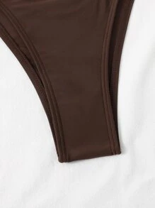 SHEIN Swim Summer Beach Chevron Print Halter Triangle Bikini Set With Beach Shorts - Multicolor - View 4