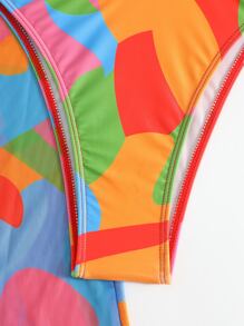 Allover Print Underwire Bikini Set With Beach Pants - Multicolor - View 5