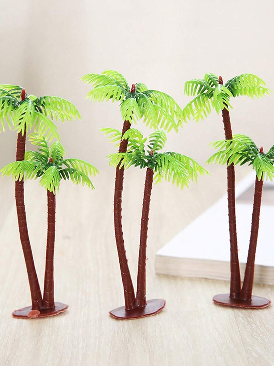 10pcs Simulation Mini Coconut Tree Decoration, Fake Plastic Plant For Home Decor - Multicolor - View 1
