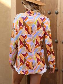 SHEIN VCAY Áo sơ mi nữ Nút phía trước Tất cả trên in Giải trí - Nhiều màu - Xem 2