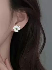 2pcs Flower Design Mismatched Stud Earrings Valentines,Mom,Mother,Mother's Day,Gift - Multicolor - View 3