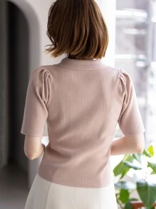 DAZY Solid Ribbed Knit Top - Pink - View 2