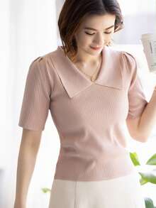 DAZY Solid Ribbed Knit Top - Pink - View 4