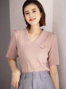 DAZY Solid Ribbed Knit Top - Pink - View 7