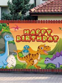 Cartoon Dinosaur Print Party Backdrop, Cute Banner, For Birthday Party - Multicolor - View 1