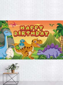 Cartoon Dinosaur Print Party Backdrop, Cute Banner, For Birthday Party - Multicolor - View 2