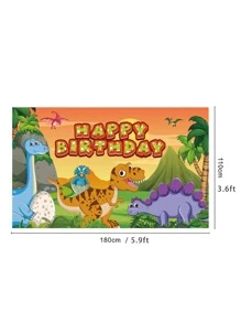 Cartoon Dinosaur Print Party Backdrop, Cute Banner, For Birthday Party - Multicolor - View 3